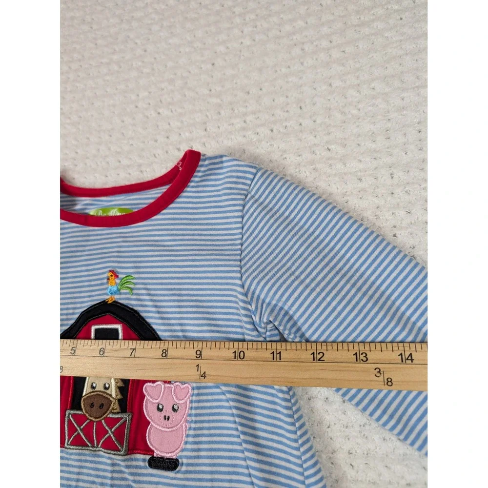 Girls‎ Size 3 Farm Animals Barn Striped Shirt Red Leggings Outfit Set Cow Pig